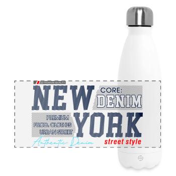 New Yorker Streetstyle Denim-Design - Panorama Isolierflasche 500 ml - Weiß - Vorne
