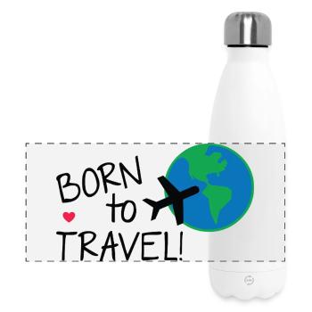 Né pour voyager dans le monde - Gourde isotherme panoramique 500 ml - blanc - Devant