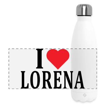 Name T-Shirt I love Lorraine T-Shirt Geschenkidee - Panorama Isolierflasche 500 ml - Weiß - Vorne