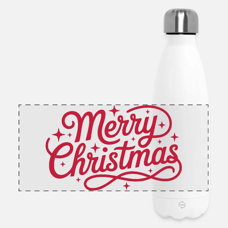 Frohe Weihnachten - Panorama Isolierflasche 500 ml - Weiß