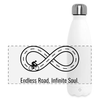 Route Sans Fin, Âme Infinie : Route du Symbole de l’Infini - Gourde isotherme panoramique 500 ml - blanc - Devant