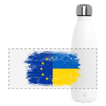 EU Ukraine Flagge Fusion - Panorama Isolierflasche 500 ml - Weiß - Vorne