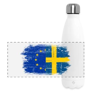 EU-Sweden Brush Flag Fusion - Panoramic Thermal Bottle 500 ml - white - Front