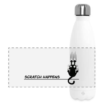 Scratch Happens - Jeu de mots amusant pour chat - Gourde isotherme panoramique 500 ml - blanc - Devant