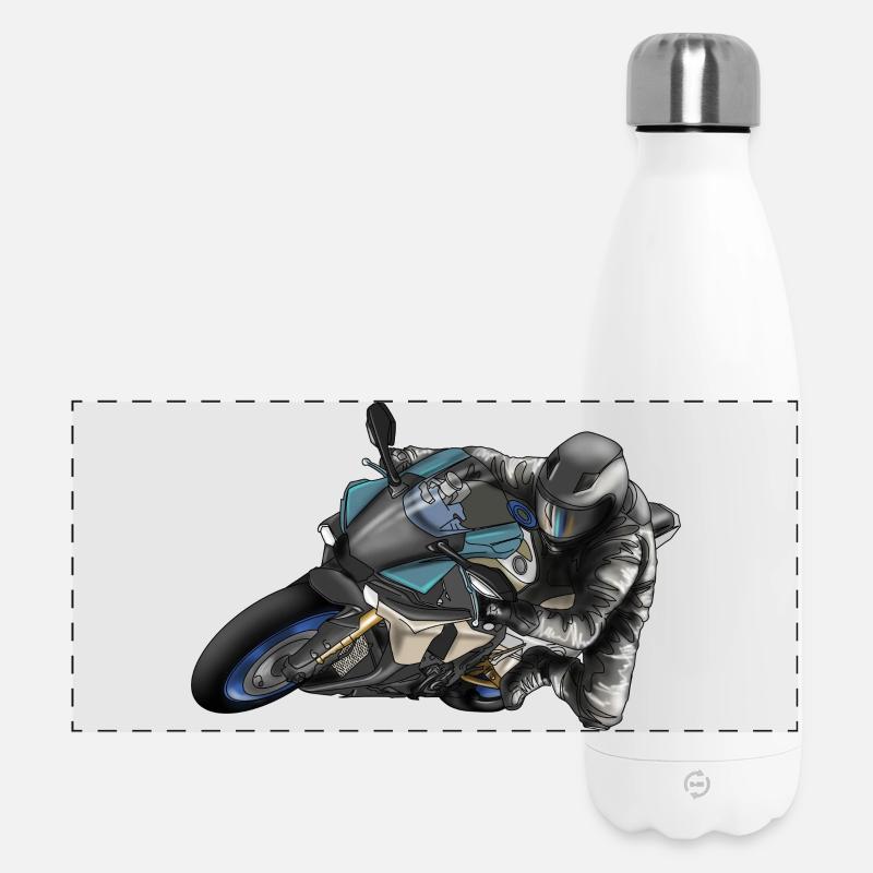 Adrenaline Motorcycle Racing Design - Panoramic Thermal Bottle 500 ml - white