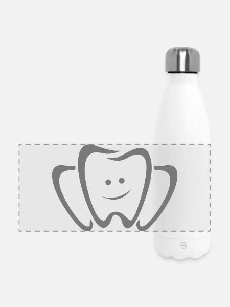 Fröhlicher Zahn Smile-Motiv - Panorama Isolierflasche 500 ml - Weiß
