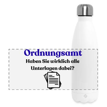 Ordnungssamt Blau Typo - Gourde isotherme panoramique 500 ml - blanc - Devant