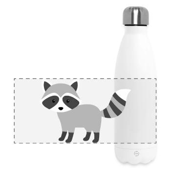 Süßer neugieriger racoon minimalistischen Stil - Panorama Isolierflasche 500 ml - Weiß - Vorne