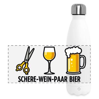 Schere Wein Paar Bier Lustiges Party Wortspiel - Panorama Isolierflasche 500 ml - Weiß - Vorne