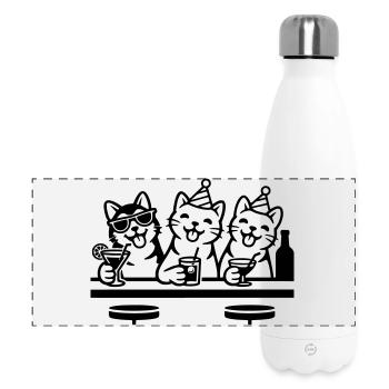 Party Katzen Kater Bar Trinken - Panorama Isolierflasche 500 ml - Weiß - Vorne