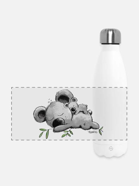 Koala mit Baby - Panorama Isolierflasche 500 ml - Weiß