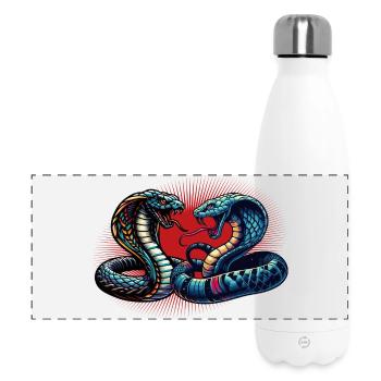 motif serpent Cobra dynamique et coloré - Gourde isotherme panoramique 500 ml - blanc - Devant