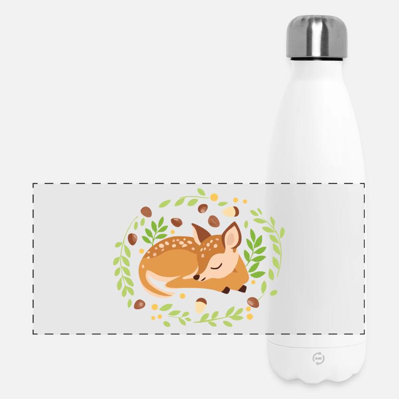 Fauve endormi - Gourde isotherme panoramique 500 ml - blanc