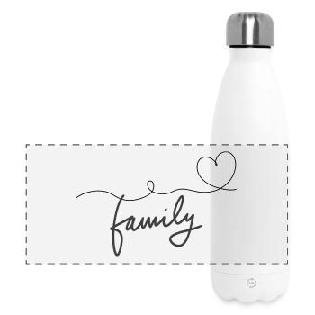Family Heart Design – Minimalist & Modern - Panoramic Thermal Bottle 500 ml - white - Front