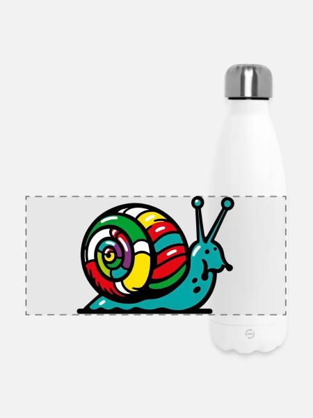 Schnecke - Panorama Isolierflasche 500 ml - Weiß