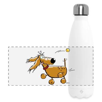 Chien drôle - Flyball - Sports de chien - Gourde isotherme panoramique 500 ml - blanc - Devant