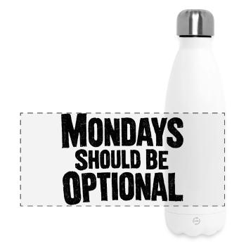 Le F In Monday signifie joie - drôle de diction - Gourde isotherme panoramique 500 ml - blanc - Devant