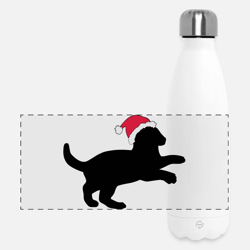 Kätzchen in einem Weihnachts-Hut. - Panorama Isolierflasche 500 ml - Weiß