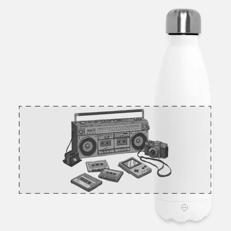 Retro cassette and camera design - Panoramic Thermal Bottle 500 ml - white