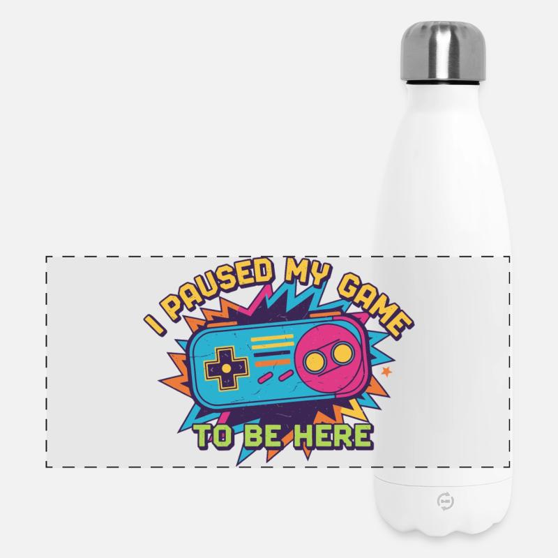 Retro Controller Meme Tee - Panorama Isolierflasche 500 ml - Weiß
