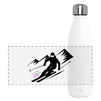 Skiurlaub Skifahrer Skifahren Wintersport - Panorama Isolierflasche 500 ml - Weiß - Vorne