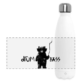 Drum and Bass Teddy – Cool Design for Kids - Panoramic Thermal Bottle 500 ml - white - Front