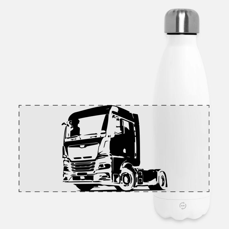 Deutscher LKW - Panorama Isolierflasche 500 ml - Weiß