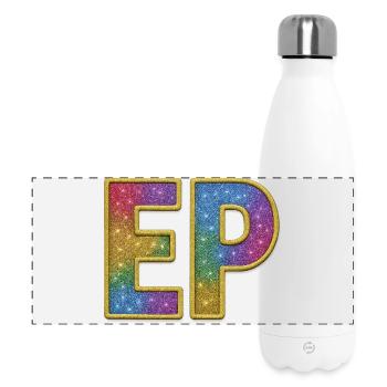 EP | Galaktischer Glitter-Initialschriftzug - Panorama Isolierflasche 500 ml - Weiß - Vorne