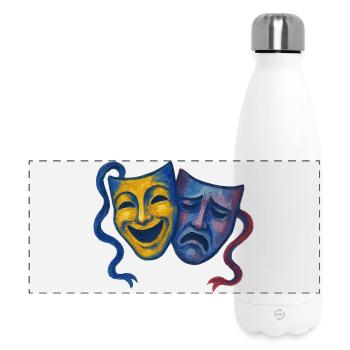 Theater maskiert Freude und Trauer - Panorama Isolierflasche 500 ml - Weiß - Vorne