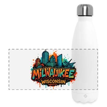 Milwaukee Skyline Splash Wisconsin - Panorama Isolierflasche 500 ml - Weiß - Vorne