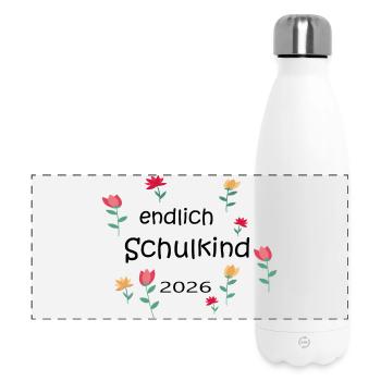 Endlich Schulkind  - Panorama Isolierflasche 500 ml - Weiß - Vorne