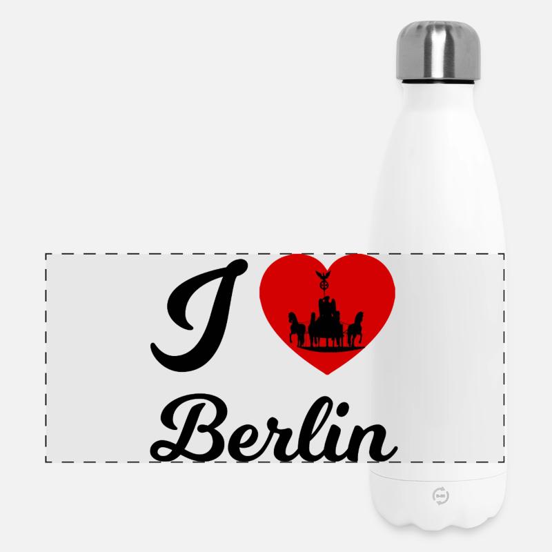 Berliner Herz-Kutschen-Silhouette - Panorama Isolierflasche 500 ml - Weiß