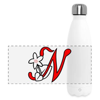 Buchstabe, Initiale, Blume - Panorama Isolierflasche 500 ml - Weiß - Vorne