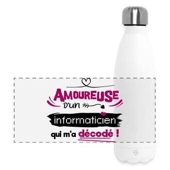 Amoureuse d'un informaticien ! humour geek - Gourde isotherme panoramique 500 ml - blanc - Devant