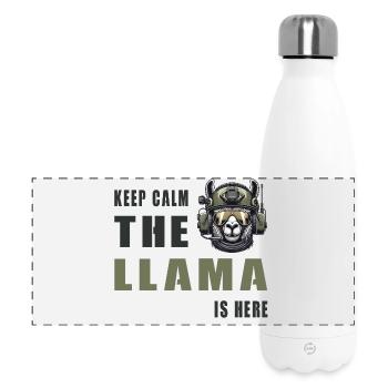 Taktisches Lama – Keep Calm Style - Panorama Isolierflasche 500 ml - Weiß - Vorne