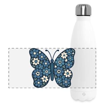 Blue Blossoms Butterfly Floral - Panoramic Thermal Bottle 500 ml - white - Front