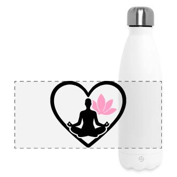 Women's Yoga Heart Silhouette Lotus Wellness - Panoramic Thermal Bottle 500 ml - white - Front