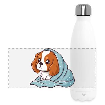 Beagle wrapped up in blue - Panoramic Thermal Bottle 500 ml - white - Front
