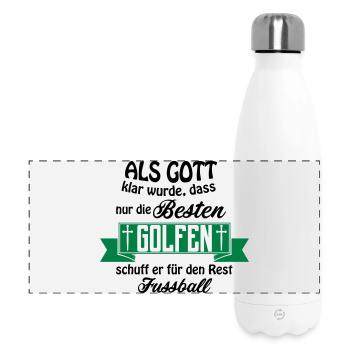 Als Gott Golfen Fussball - Panorama Isolierflasche 500 ml - Weiß - Vorne
