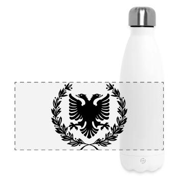 Shqipe Wreath – Albania Laurel Double Head Eagle - Panoramic Thermal Bottle 500 ml - white - Front