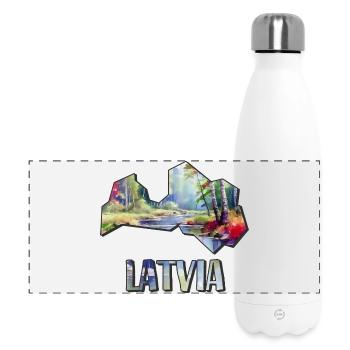 Aquarell Landkarte Lettland - Panorama Isolierflasche 500 ml - Weiß - Vorne