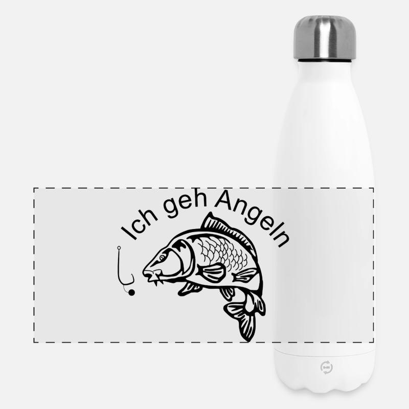 Elegante Karpfensilhouette - Panorama Isolierflasche 500 ml - Weiß