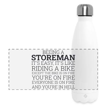 Storeman Riding A Bike - Panorama Isolierflasche 500 ml - Weiß - Vorne