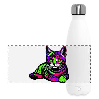 Katze - Panorama Isolierflasche 500 ml - Weiß - Vorne