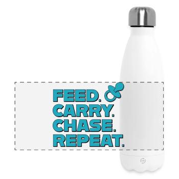 Parentalité – Alimentation, Transport, Chase, Répétition - Gourde isotherme panoramique 500 ml - blanc - Devant