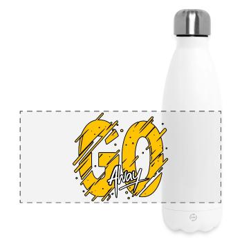 Affiche grunge typographique GO Away – Tex jaune en gras - Gourde isotherme panoramique 500 ml - blanc - Devant