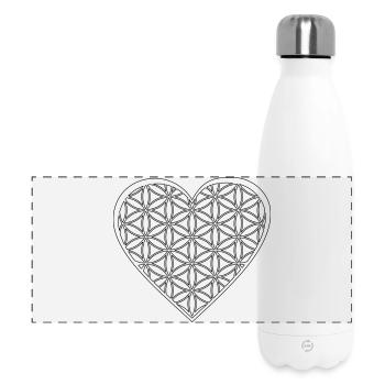 Heart & Flower of Life - Love & Positive Vibes Shirt - Gourde isotherme panoramique 500 ml - blanc - Devant