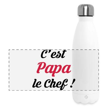 Papa / Fête des Pères / Pere / Cuisine Chef / Bébé - Gourde isotherme panoramique 500 ml - blanc - Devant