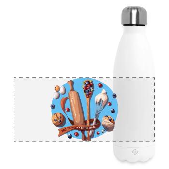 Backutensilien und Blueberry Muffins Abbildung - Panorama Isolierflasche 500 ml - Weiß - Vorne