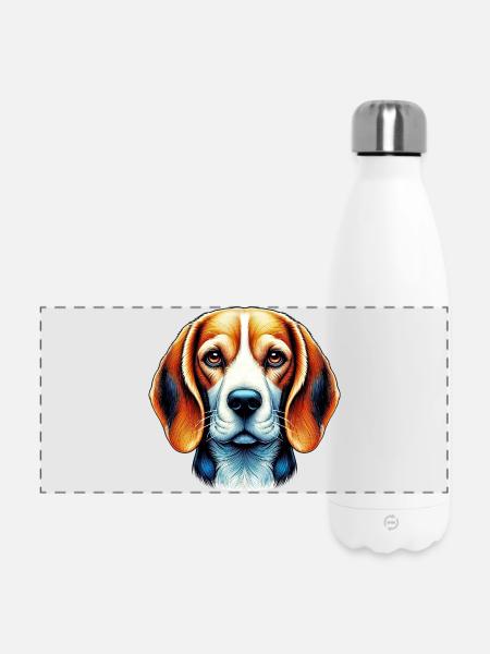 Beagle Hund - Panorama Isolierflasche 500 ml - Weiß